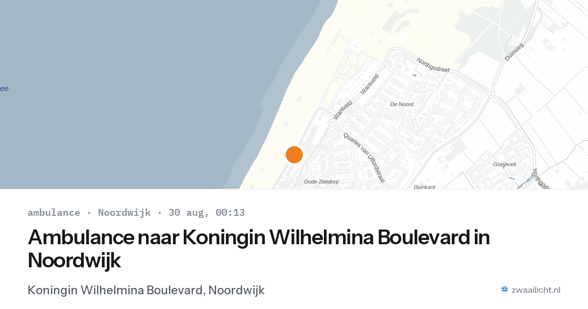 Ambulance naar Koningin Wilhelmina Boulevard in Noordwijk — 29 aug 2026
