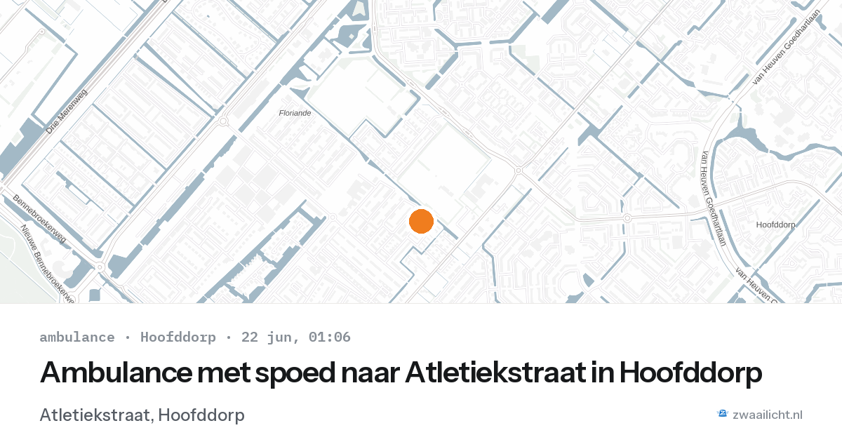 Ambulance met spoed naar Atletiekstraat in Hoofddorp — 21 jun 2026