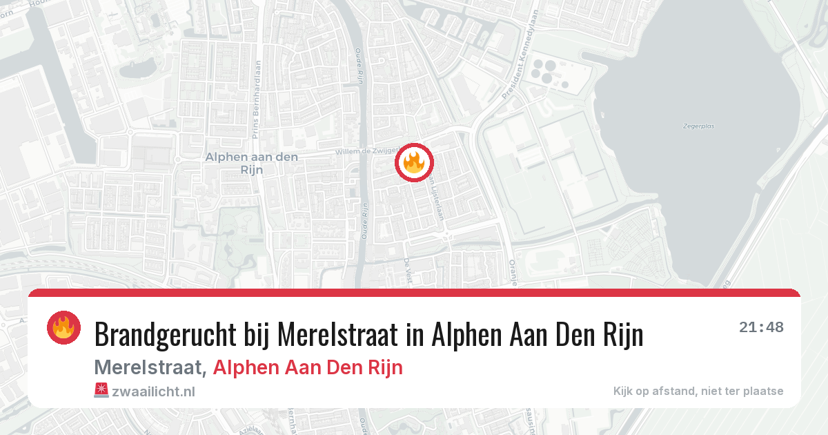 Brandgerucht bij Merelstraat in Alphen Aan Den Rijn — 13 aug 2026
