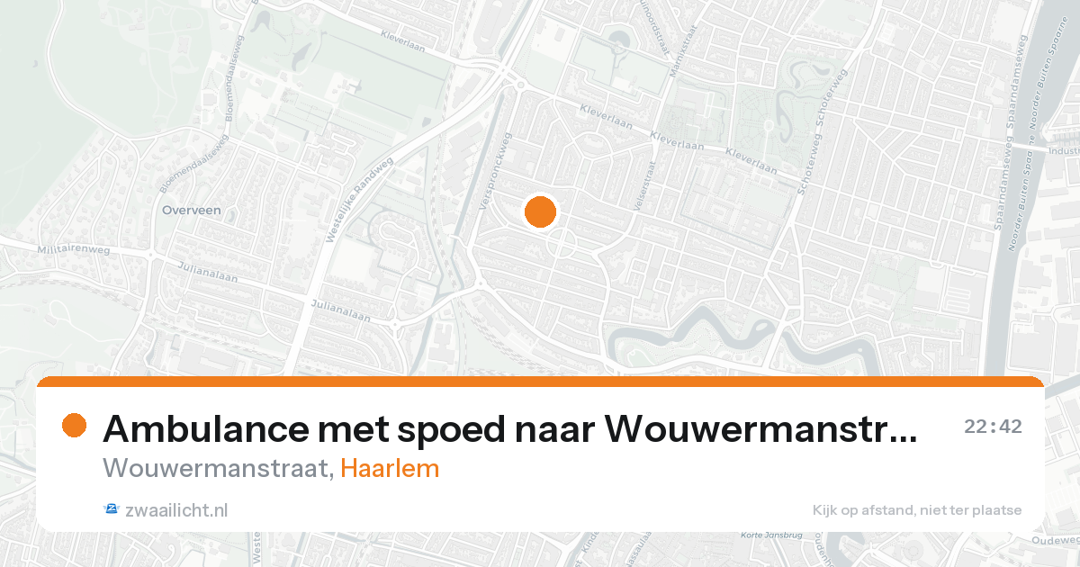 Ambulance met spoed naar Wouwermanstraat in Haarlem — 15 aug 2026