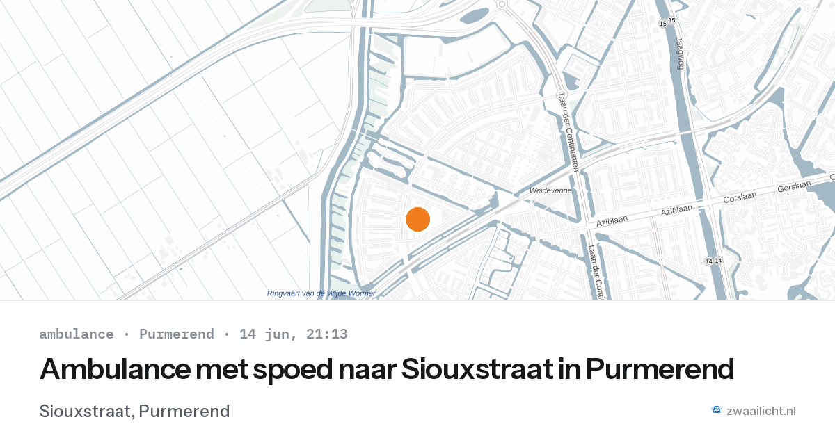 Ambulance met spoed naar Siouxstraat in Purmerend — 14 jun 2026