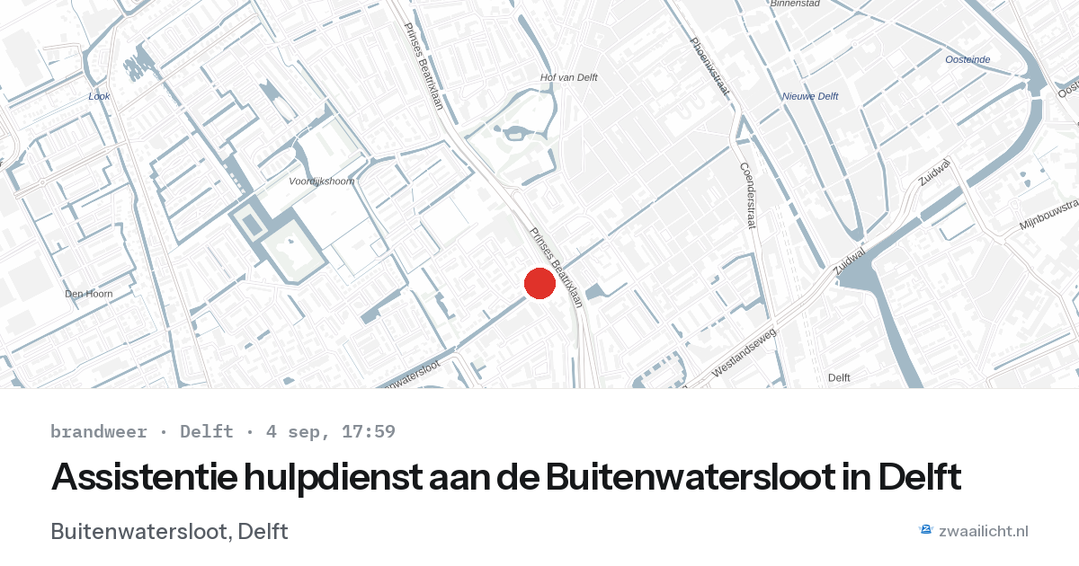 Assistentie hulpdienst aan de Buitenwatersloot in Delft — 4 sep 2026