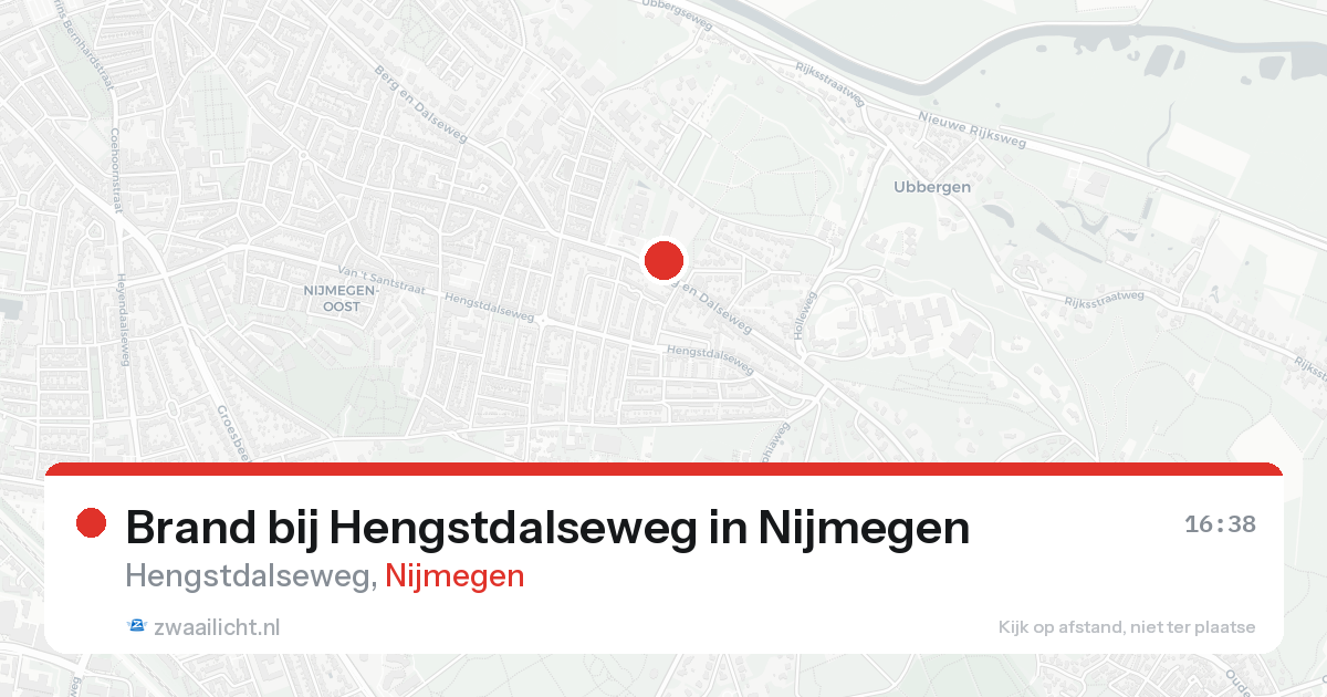 Brand bij Hengstdalseweg in Nijmegen — 16 aug 2026