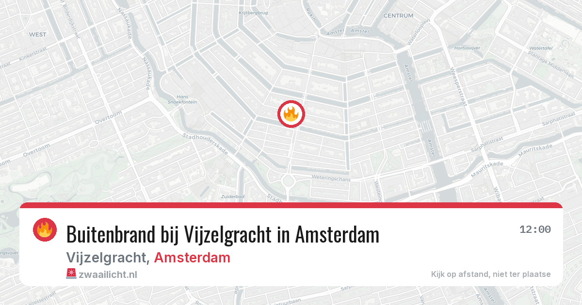 Buitenbrand bij Vijzelgracht in Amsterdam — 8 aug 2026