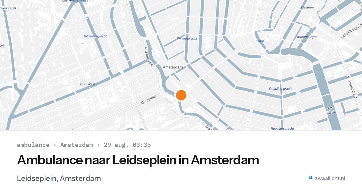 Ambulance naar Leidseplein in Amsterdam — 29 aug 2026