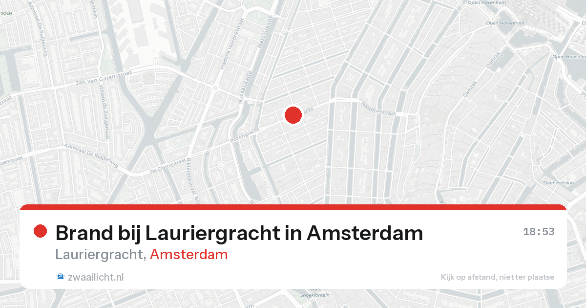 Brand bij Lauriergracht in Amsterdam — 15 jun 2026