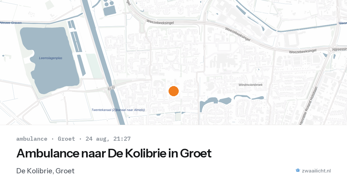 Ambulance naar De Kolibrie in Groet — 24 aug 2026