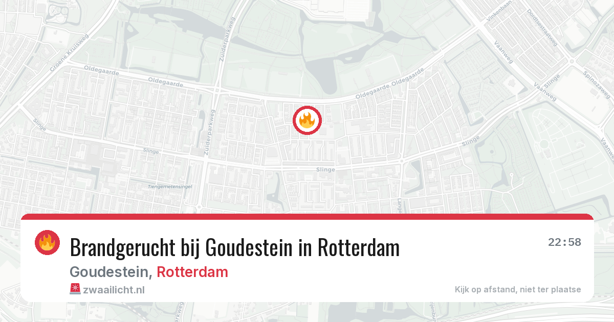 Brandgerucht bij Goudestein in Rotterdam — 13 aug 2026