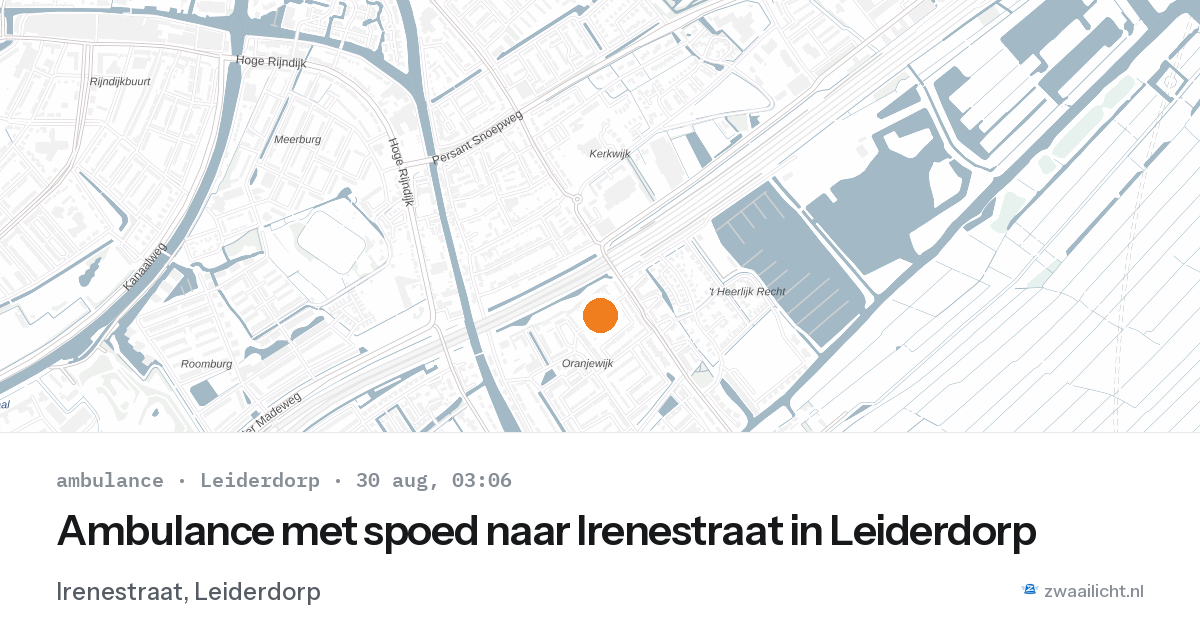 Ambulance met spoed naar Irenestraat in Leiderdorp — 30 aug 2026