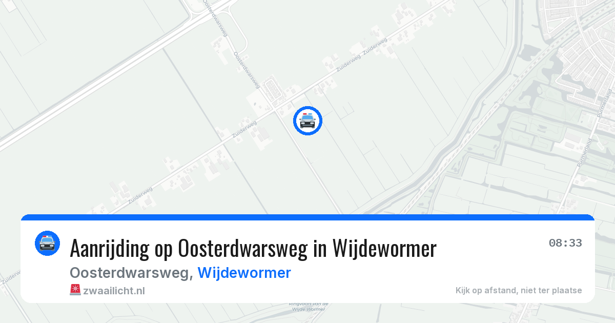Aanrijding op Oosterdwarsweg in Wijdewormer — 4 aug 2026