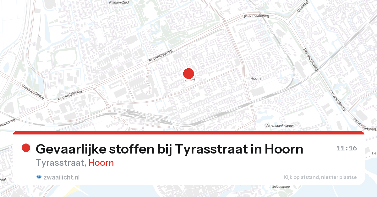 Gevaarlijke stoffen bij Tyrasstraat in Hoorn — 12 jun 2026