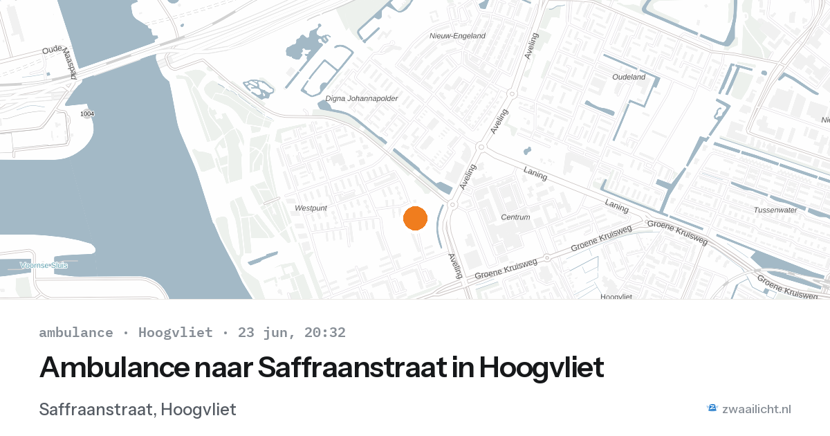 Ambulance naar Saffraanstraat in Hoogvliet — 23 jun 2026