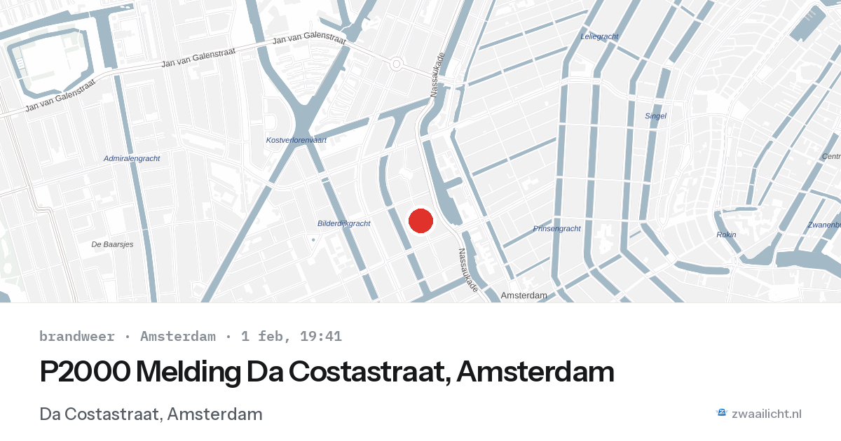 P2000 Melding Da Costastraat, Amsterdam — 1 feb 2026