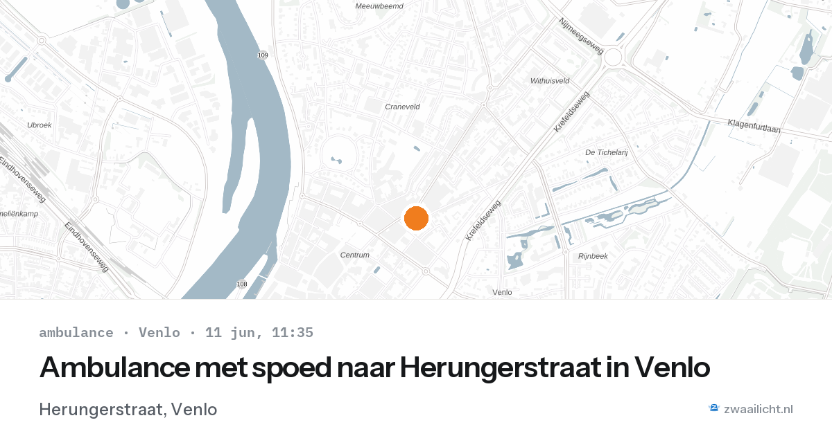 Ambulance met spoed naar Herungerstraat in Venlo — 11 jun 2026