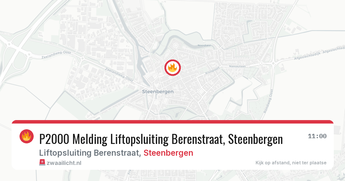 P2000 Melding Liftopsluiting Berenstraat, Steenbergen — 30 jan 2026