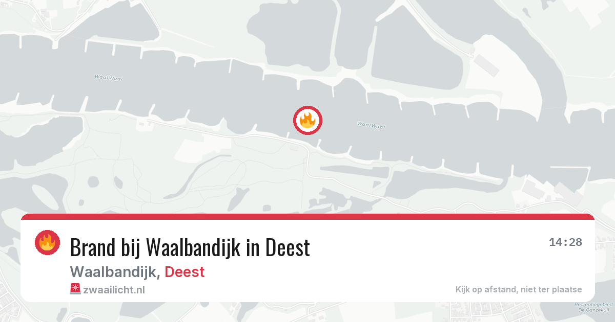 Brand bij Waalbandijk in Deest — 9 aug 2026