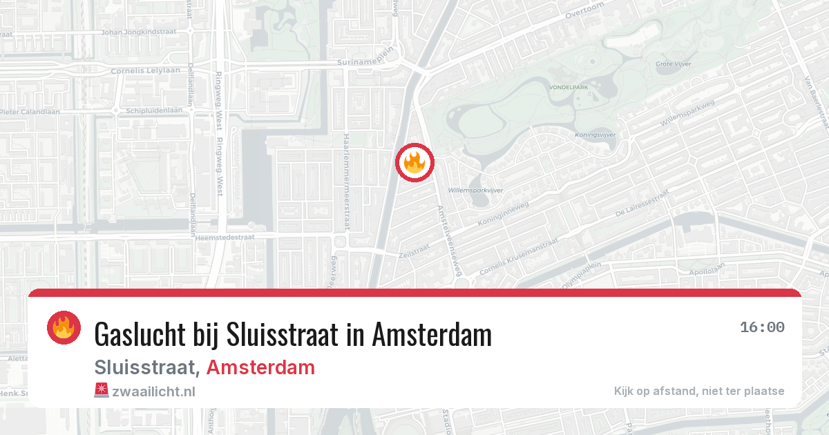 Gaslucht bij Sluisstraat in Amsterdam — 3 mei 2026
