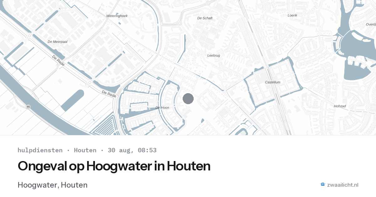 Ongeval op Hoogwater in Houten — 30 aug 2026