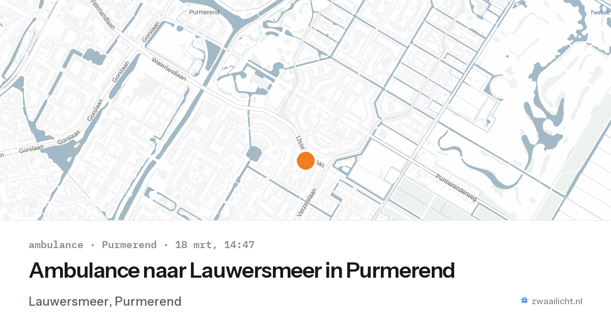 Ambulance naar Lauwersmeer in Purmerend — 18 mrt 2026