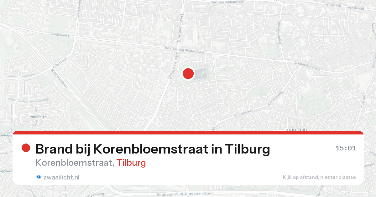 Brand bij Korenbloemstraat in Tilburg — 21 aug 2026