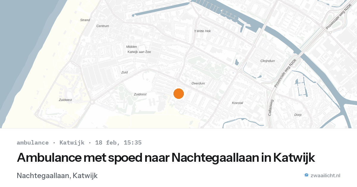 Ambulance met spoed naar Nachtegaallaan in Katwijk — 18 feb 2026