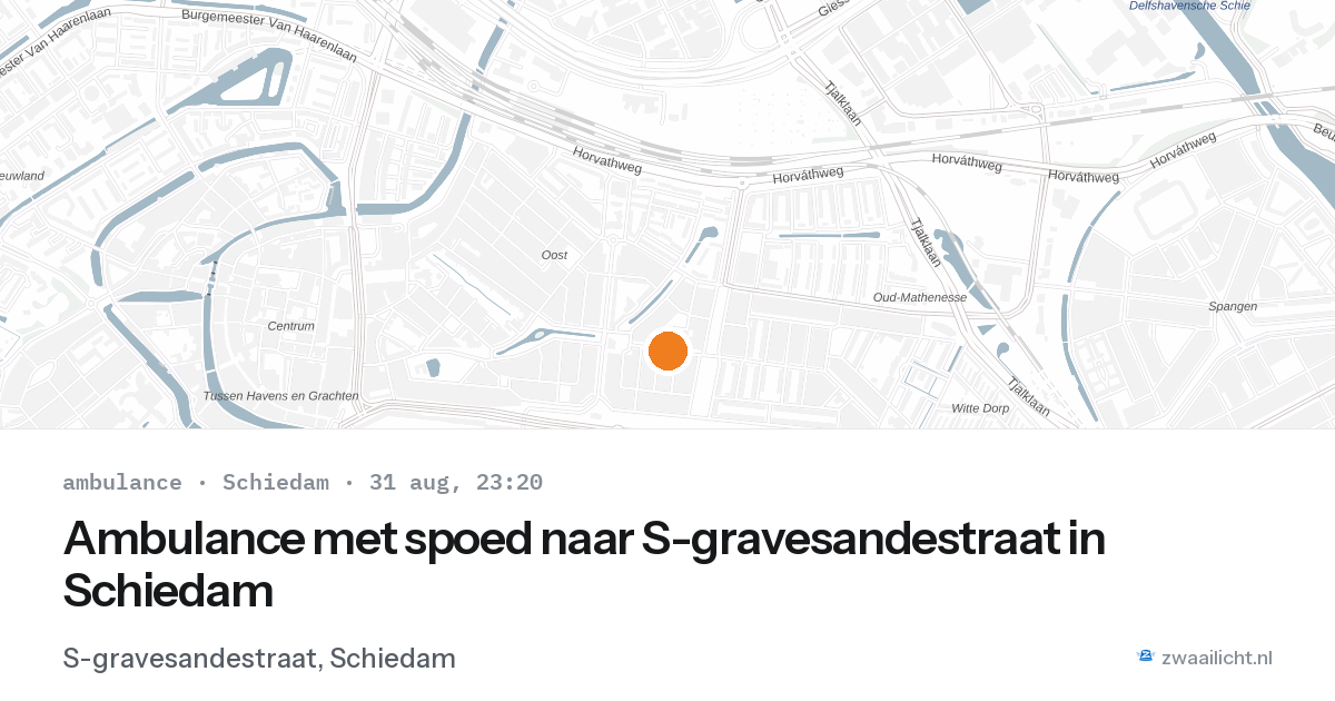 Ambulance met spoed naar S-gravesandestraat in Schiedam — 31 aug 2026