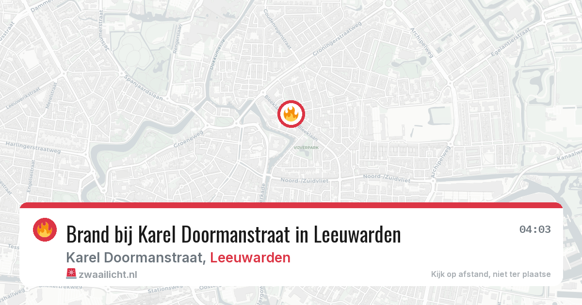 Brand bij Karel Doormanstraat in Leeuwarden — 21 jun 2026