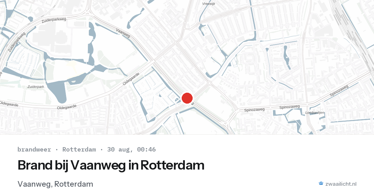 Brand bij Vaanweg in Rotterdam — 29 aug 2026