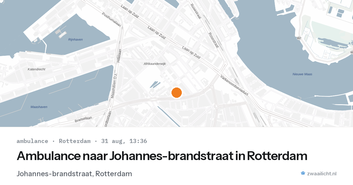 Ambulance naar Johannes-brandstraat in Rotterdam — 31 aug 2026
