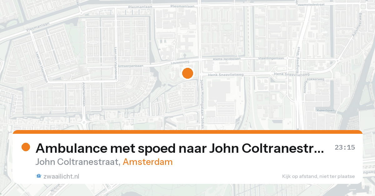 Ambulance met spoed naar John Coltranestraat in Amsterdam — 19 aug 2026
