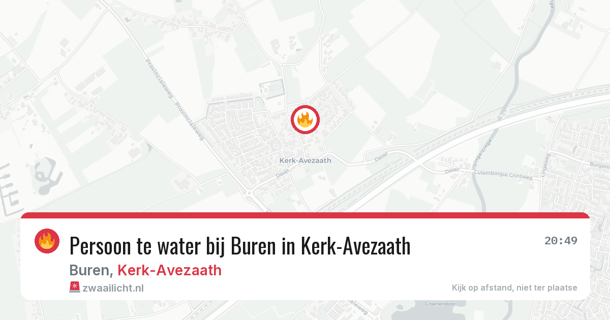 Persoon te water bij Buren in Kerk-Avezaath — 16 mei 2026