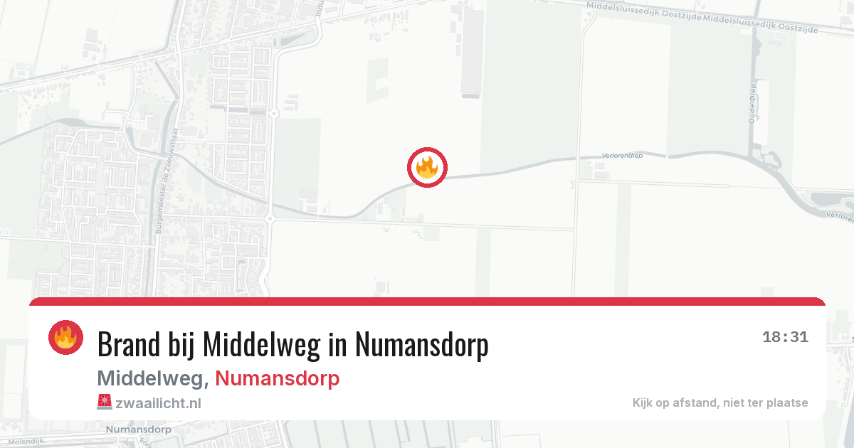 Brand bij Middelweg in Numansdorp — 19 jun 2026
