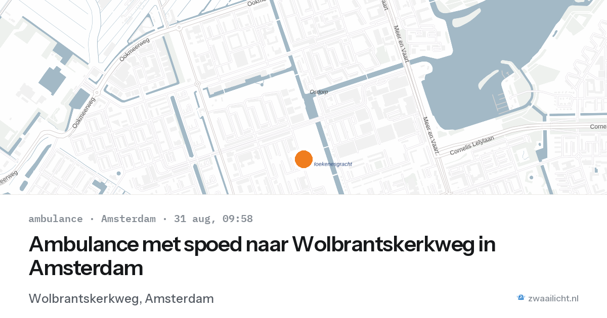 Ambulance met spoed naar Wolbrantskerkweg in Amsterdam — 31 aug 2026