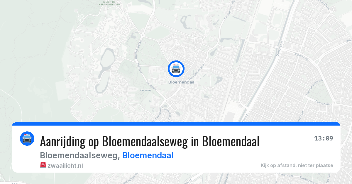 Aanrijding op Bloemendaalseweg in Bloemendaal — 13 mei 2026