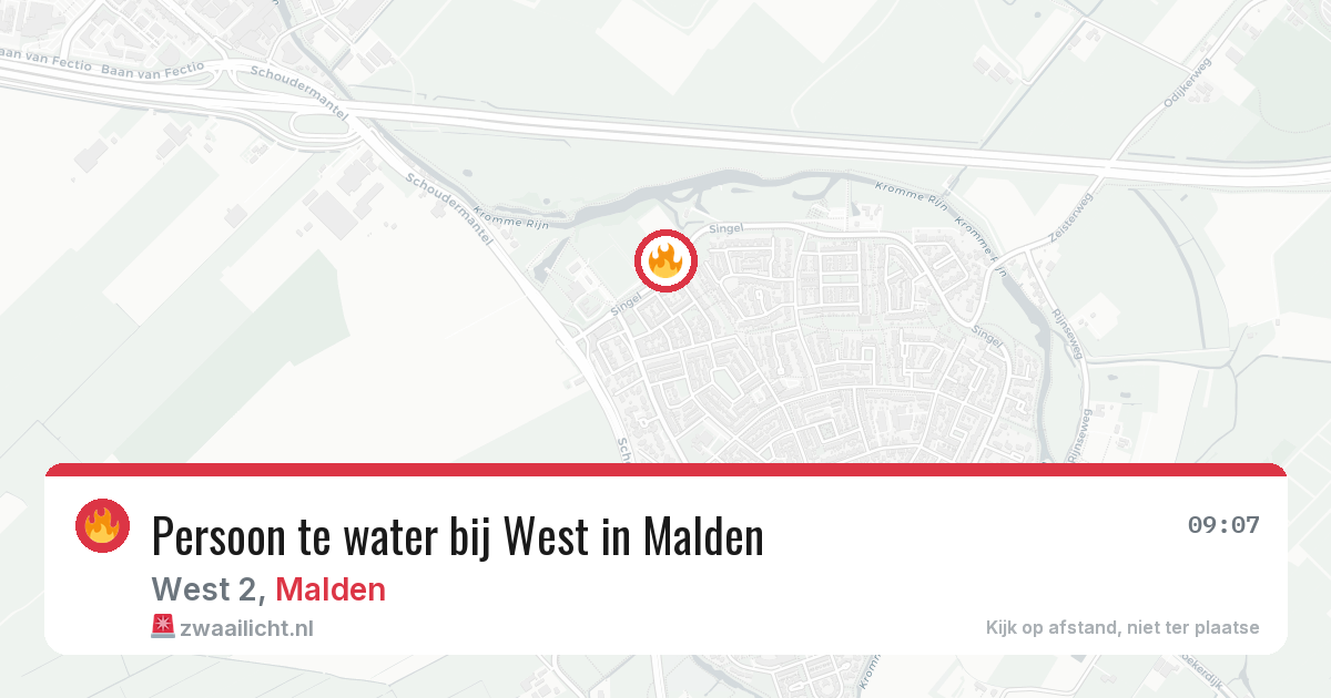 Persoon te water bij West in Malden — 29 jan 2026
