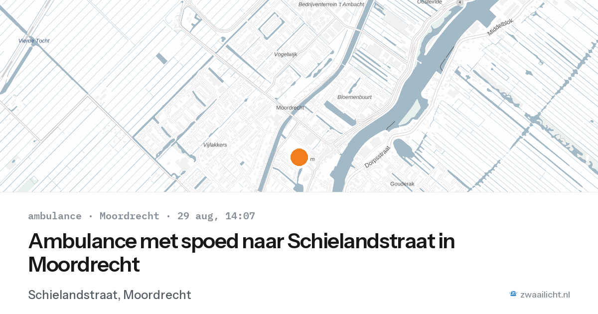 Ambulance met spoed naar Schielandstraat in Moordrecht — 29 aug 2026
