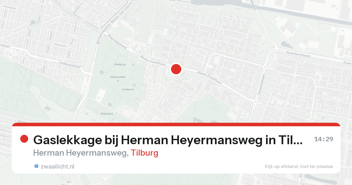 Gaslekkage bij Herman Heyermansweg in Tilburg — 19 aug 2026