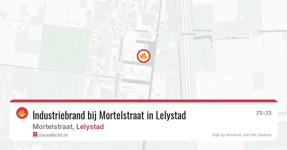 Industriebrand bij Mortelstraat in Lelystad — 18 jun 2026