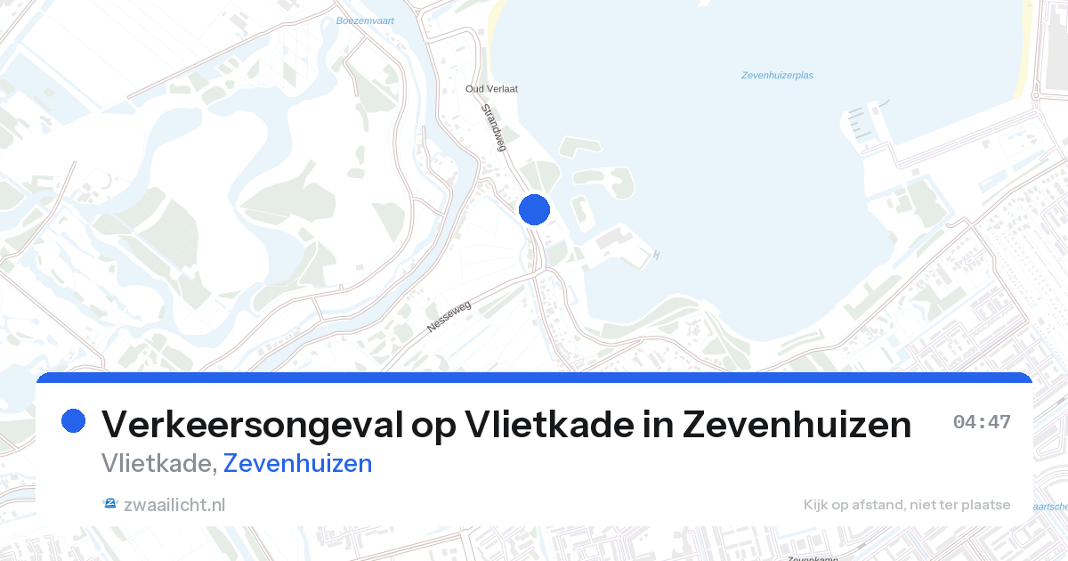 Verkeersongeval op Vlietkade in Zevenhuizen — 27 aug 2026
