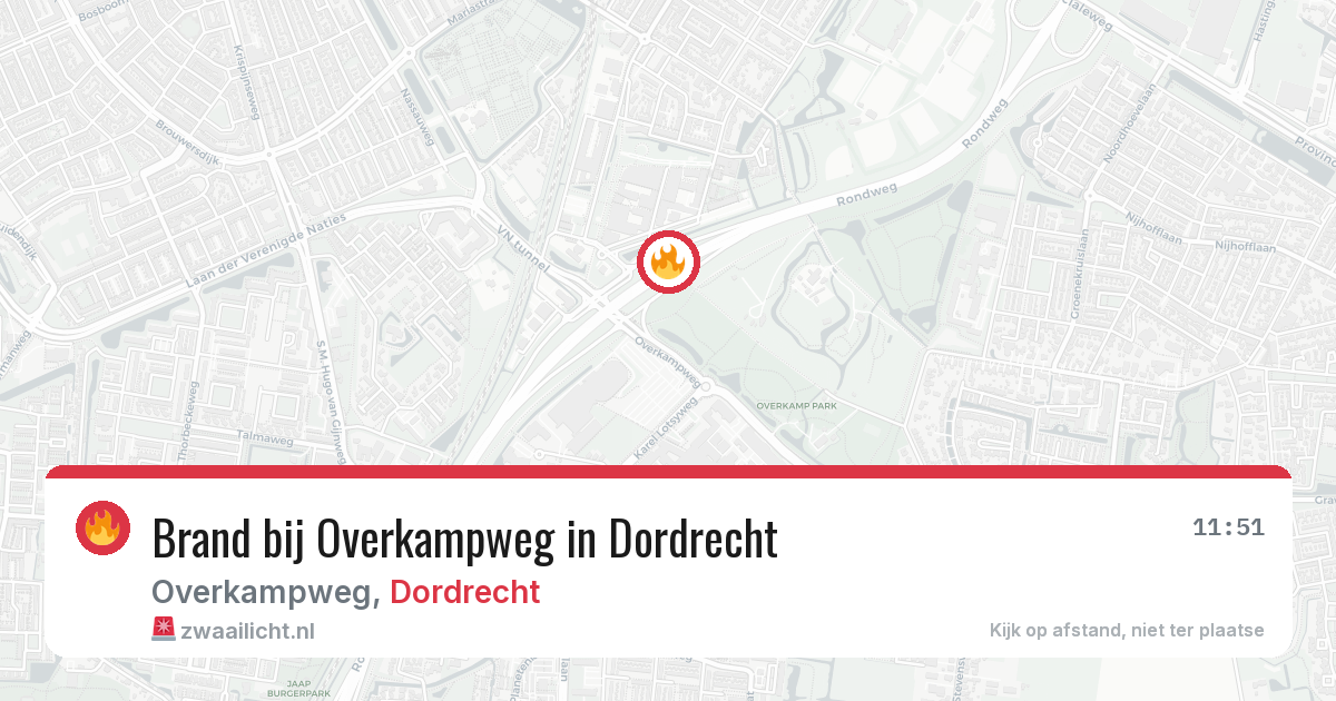 Brand bij Overkampweg in Dordrecht — 6 jun 2026