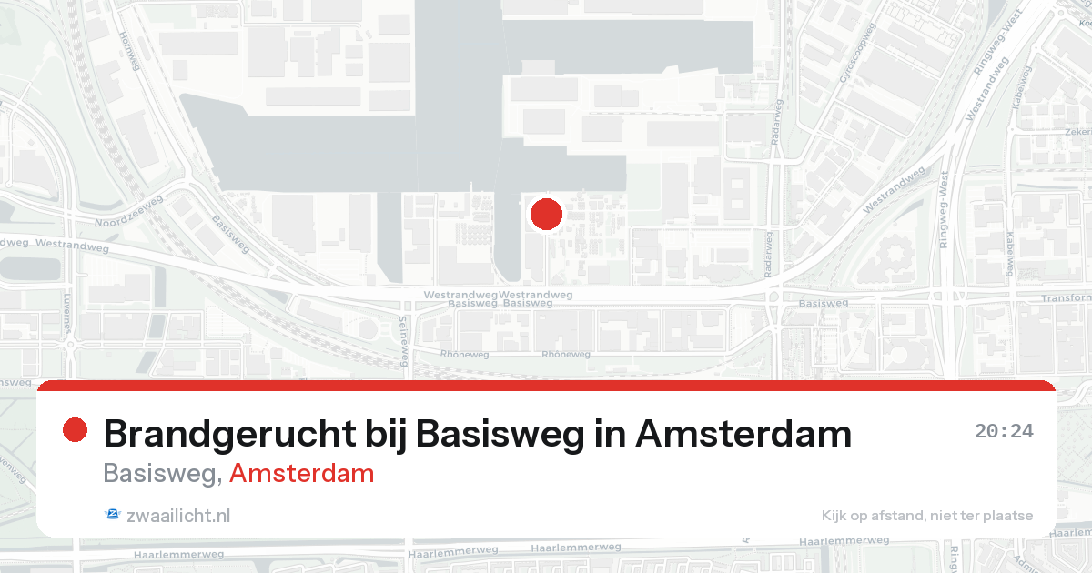 Brandgerucht bij Basisweg in Amsterdam — 16 aug 2026