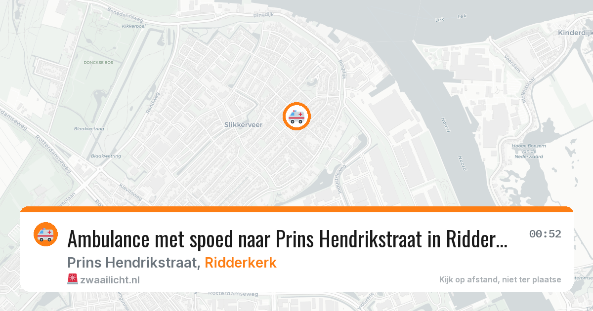 Ambulance met spoed naar Prins Hendrikstraat in Ridderkerk — 14 aug 2026