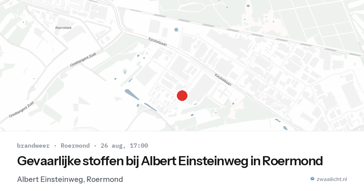 Gevaarlijke stoffen bij Albert Einsteinweg in Roermond — 26 aug 2026