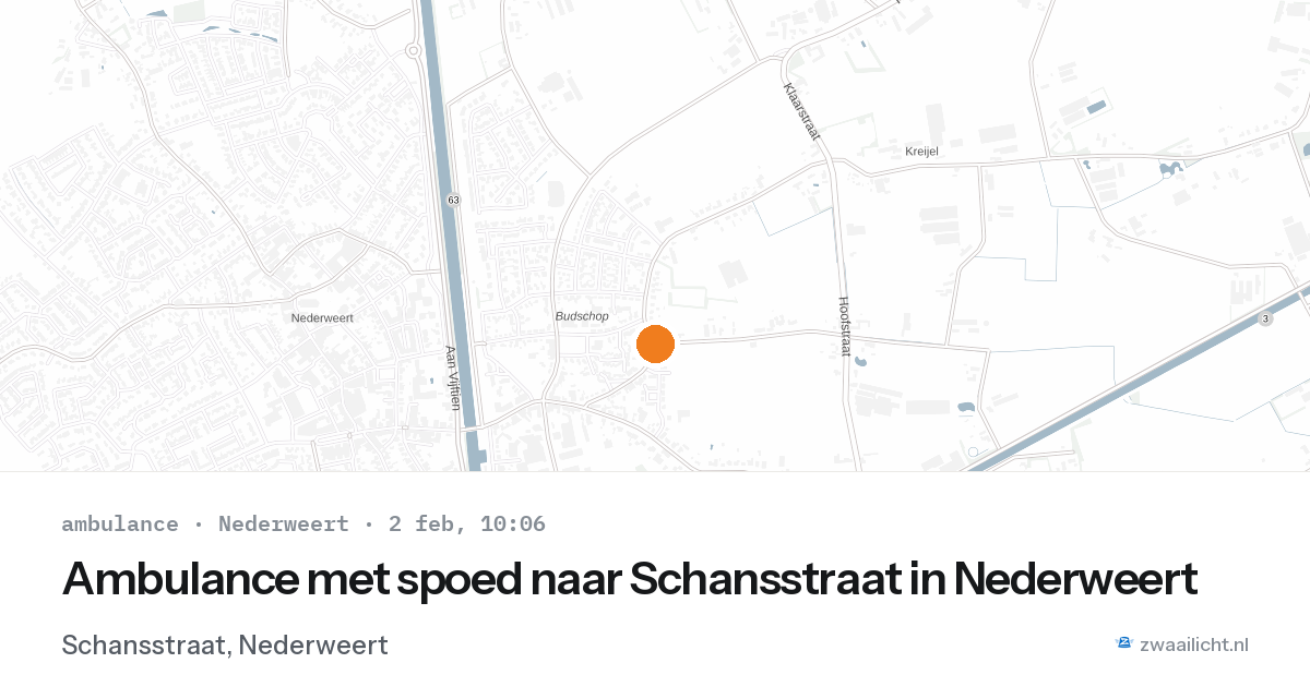 Ambulance met spoed naar Schansstraat in Nederweert — 2 feb 2026