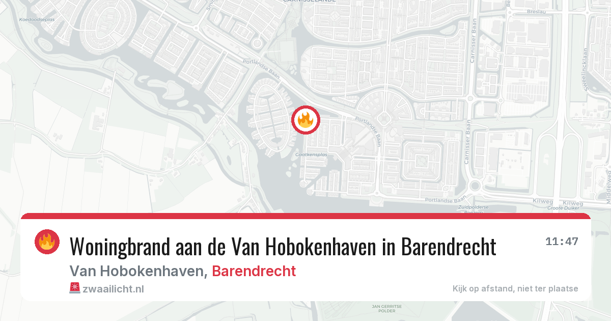 Woningbrand aan de Van Hobokenhaven in Barendrecht — 17 jun 2026
