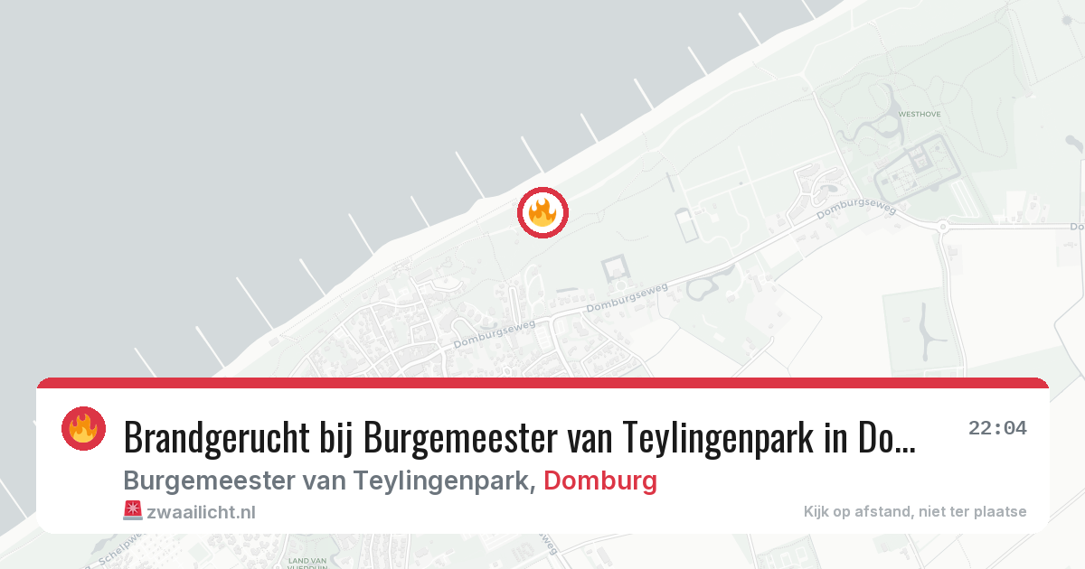Brandgerucht bij Burgemeester van Teylingenpark in Domburg — 20 jun 2026