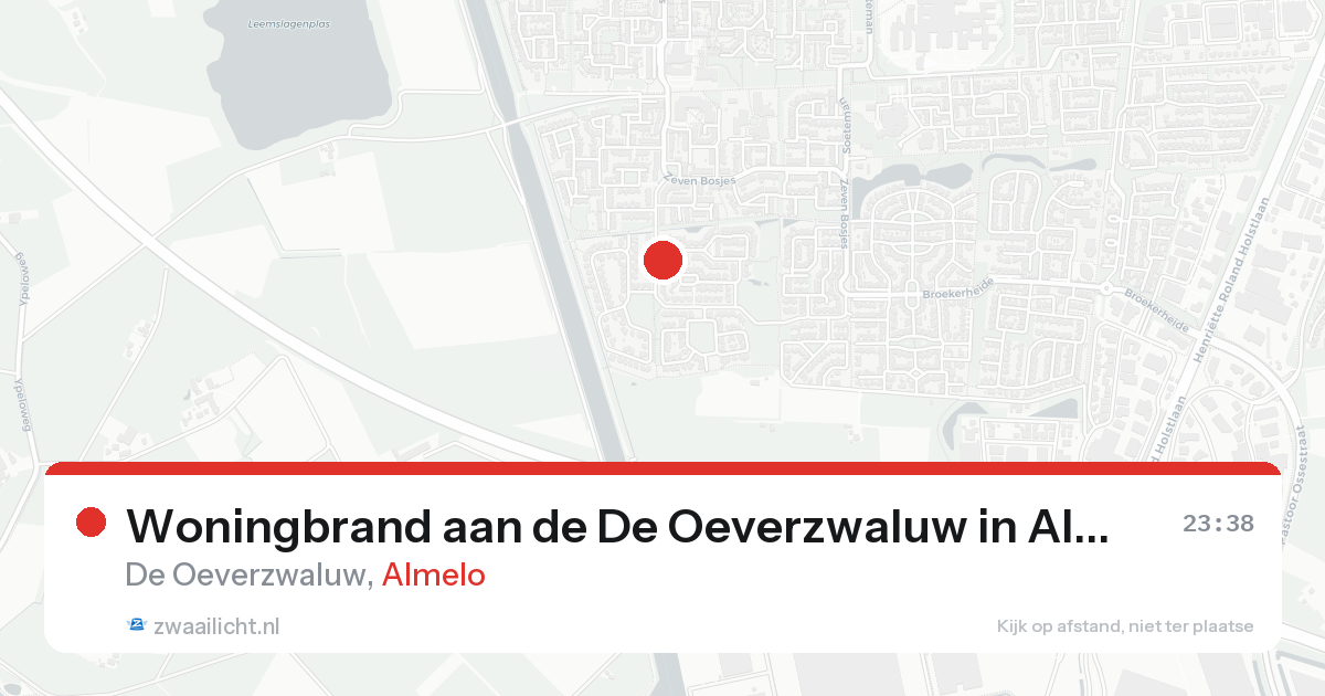 Woningbrand aan de De Oeverzwaluw in Almelo — 17 aug 2026