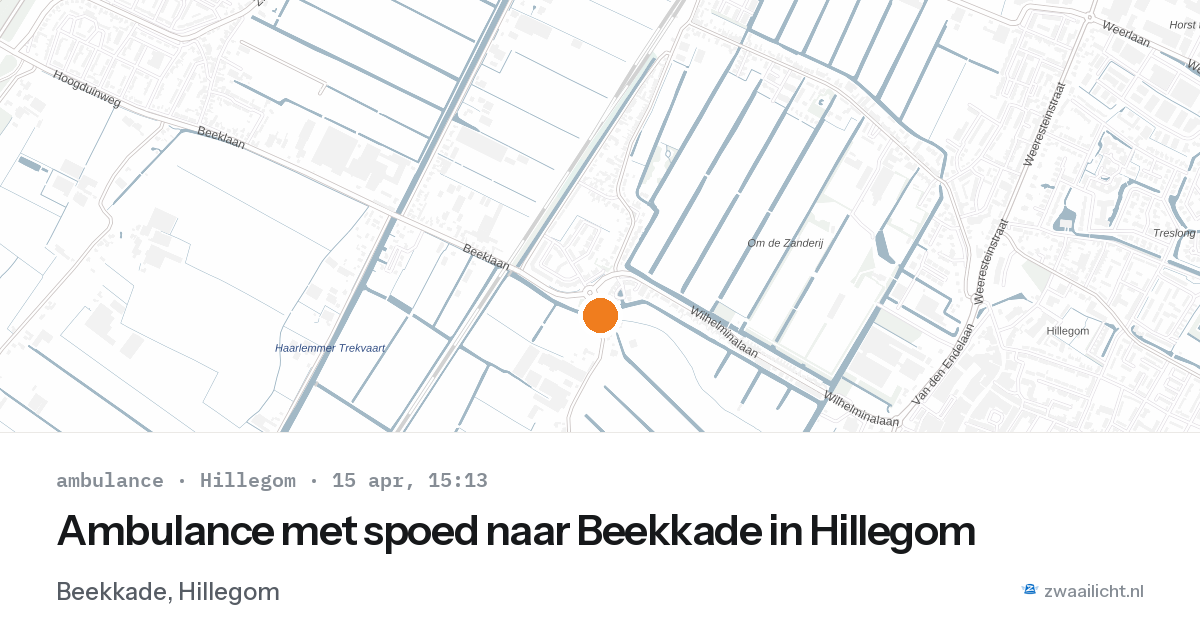 Ambulance met spoed naar Beekkade in Hillegom — 15 apr 2026