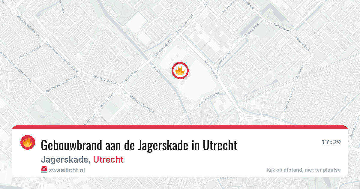 Gebouwbrand aan de Jagerskade in Utrecht — 29 apr 2026