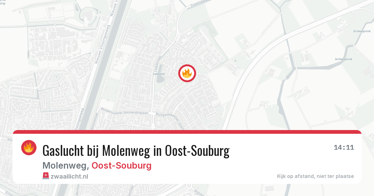 Gaslucht bij Molenweg in Oost-Souburg — 15 feb 2026